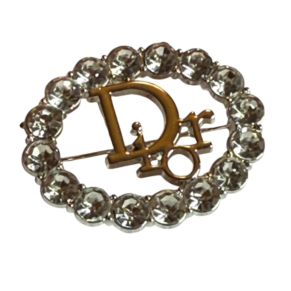 Dior Silver Lettering with Silver Crystal Brooch - Picture 1 of 3